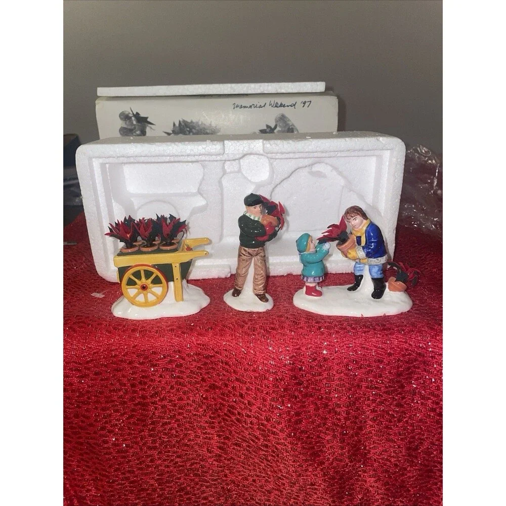 Dept 56 Snow Village - Poinsettias For Sale - Set of 3 - #56.54861